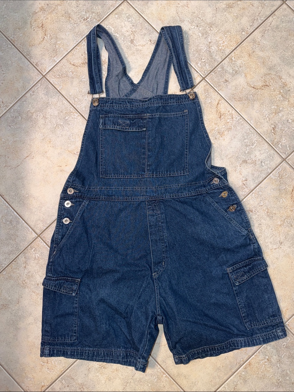 Vintage Women’s Denim Short Overalls - Dark Blue